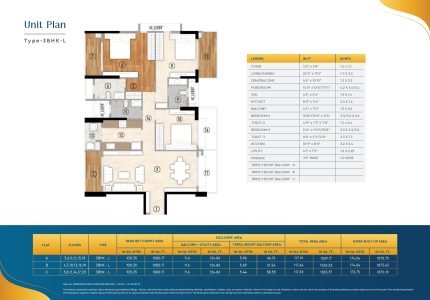 GB- 3 BHK L - Floor Plan