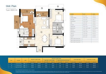 GB- 3 BHK XL - Floor Plan